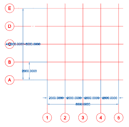 CAD drawing Array of orthogonal axes 14