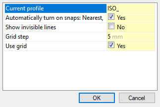 CAD software Quick options 1