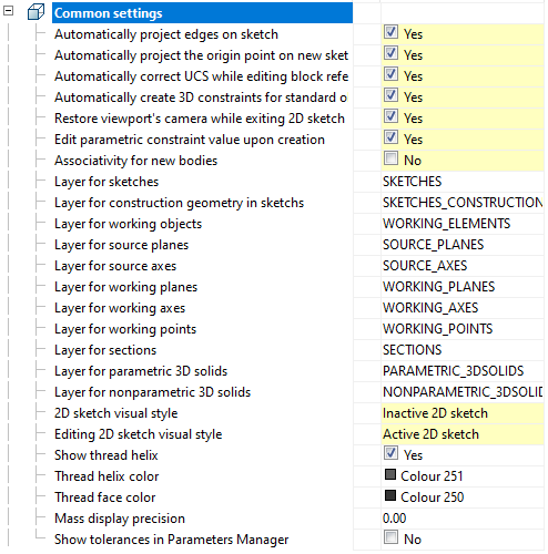 CAD drafting Common settings 0