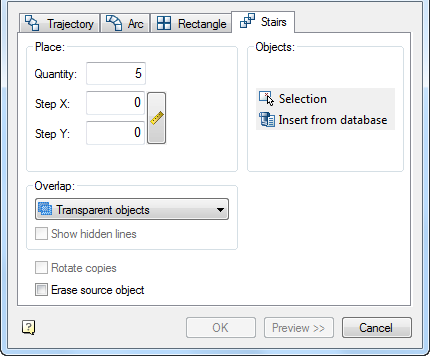 CAD drafting Steps of an array 0