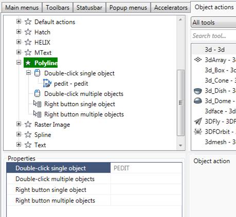 CAD drafting Object Actions Tab 0